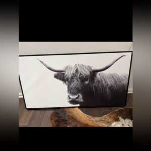 Threshold Black & White Highland Cow Framed Canvas- Target